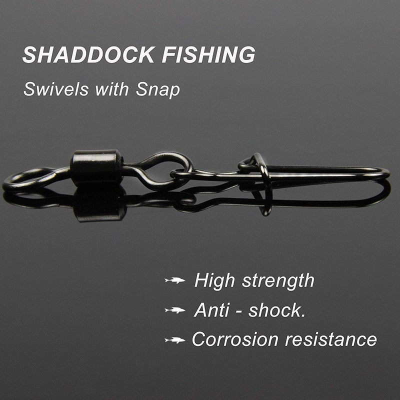 [AUSTRALIA] - Shaddock Fishing 210pieces/box Fishing Swivel Snap Connectors Size 2 4 5 6 8 High-Strength Fishing Rolling Swivels with Nice Snaps Fishing Tackle Kit (100% Copper+Stainless Steel) 