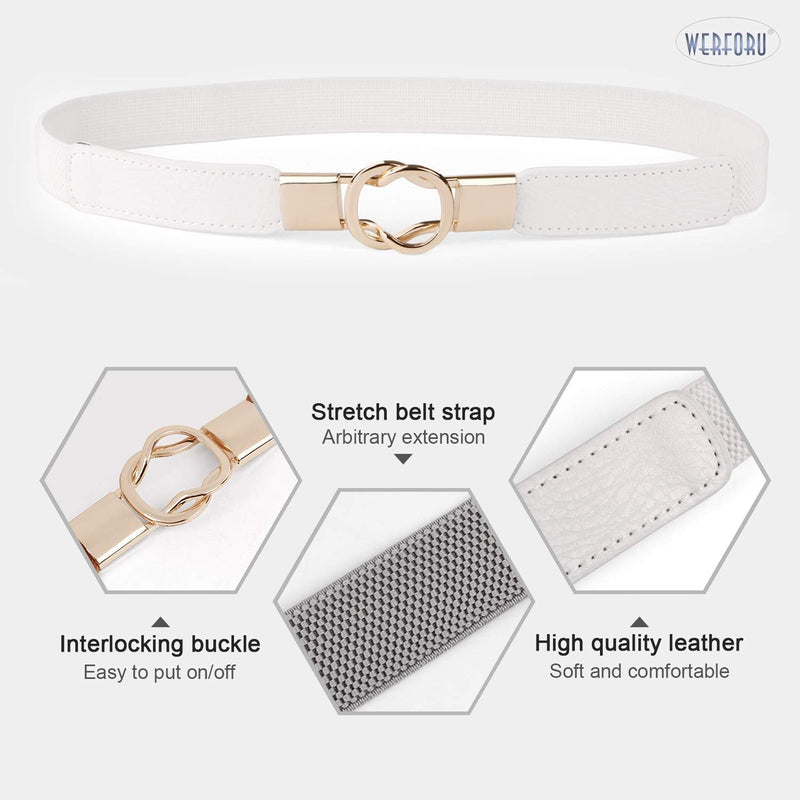 WERFORU Women Skinny Belt for Dresses Retro Stretch Ladies Waist Belt Plus Size Set of 4 Fits Waist 30"-42" A-black+brown+white+gray - BeesActive Australia