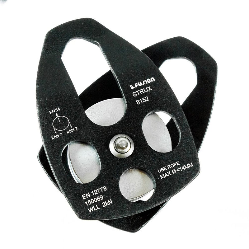 Fusion Climb Strux Aluminum Rescue Side Swing Pulley Matte Black 34KN - BeesActive Australia