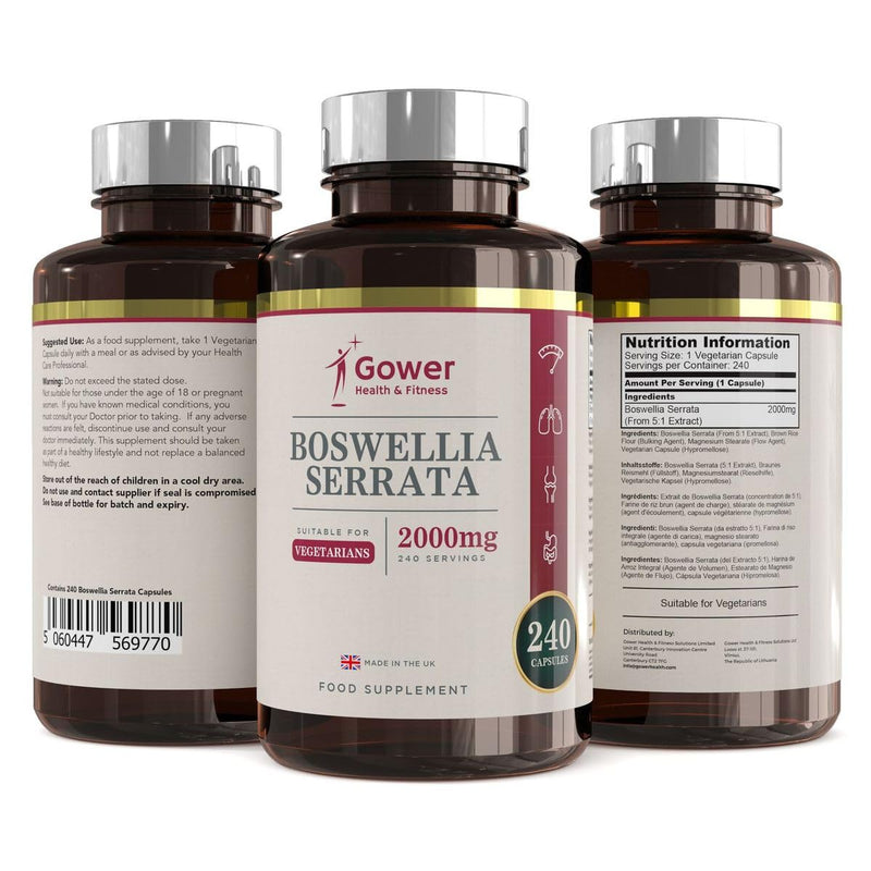 GH Boswellia Serrata Capsules 2000mg | Boswellia Indian Frankincense 5:1 Extract | 240 Vegetarian Capsules | Joint Support Supplement | Non-GMO, Gluten & Allergen Free | Manufactured in The UK 240 count (Pack of 1) - BeesActive Australia