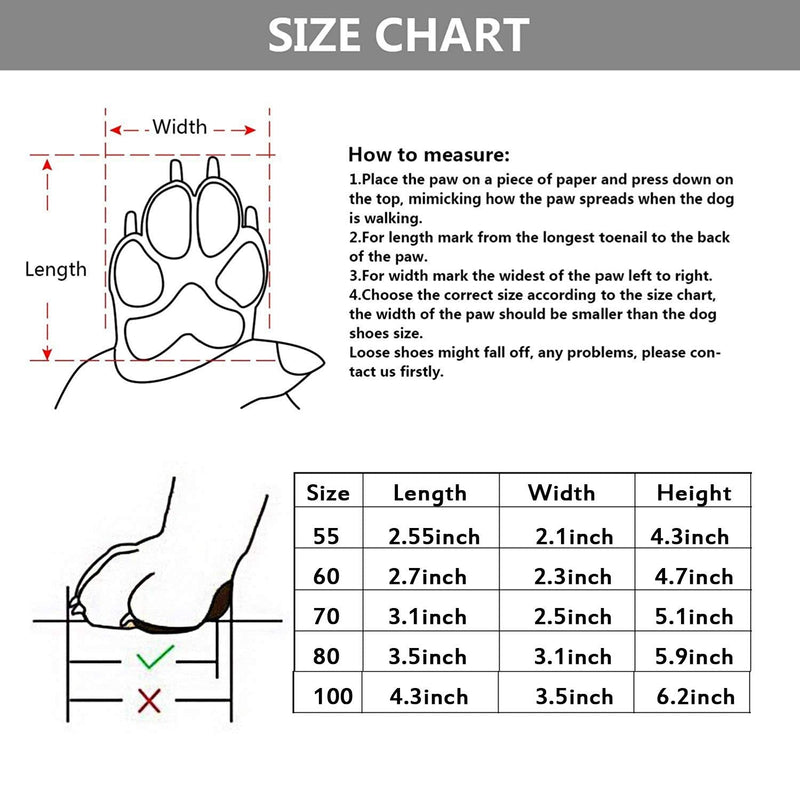 FLAdorepet Large Dog Shoes Rugged Anti-Slip Sole Dog Paw Protector for Hot Pavement Waterproof Dog Snow Shoes Pet Rain Boots with Straps Inside -Stay on Your Dog Feet 100(4.3" 3.5") Brown - BeesActive Australia
