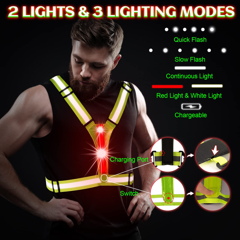 Tibeha LED Reflective Running Vest - USB Rechargeable Light Up Running Vest - Adjustable & Lightweight Night Running Gear for Runners - BeesActive Australia