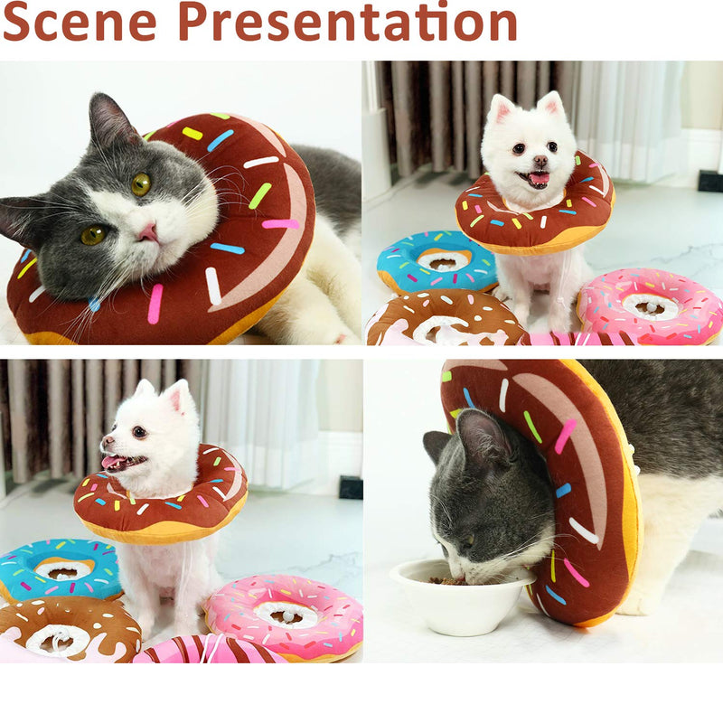 URBEST Cat Recovery Collar, Cute Donut Neck Cone After Surgery, Adjustable Protective Pet E Collar for Wound Healing for Cats, Puppies, Small Breeds Dogs XS Brown - BeesActive Australia