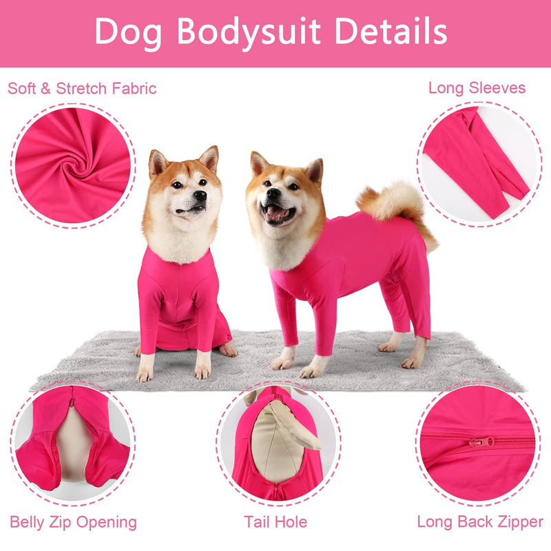 Due Felice Dog Onesie Shedding Suit Full Coverage Pet Surgical Recovery Bodysuit After Surgery Wear Cone Collar Cone Alternative Anxiety Calming Shirt for Female Male Dog Medium Pink - BeesActive Australia