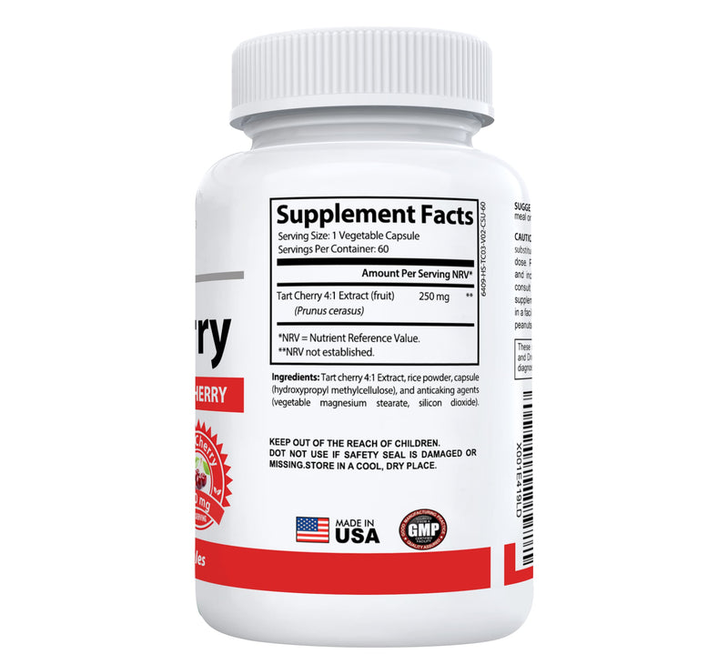 #1 Tart Cherry Extract | 2000mg 4:1 Concentrated Tart Cherry | Uric Acid Cleanse & Sleep Support | No Fillers or Additives | 1 Month Supply (Non-GMO) - BeesActive Australia