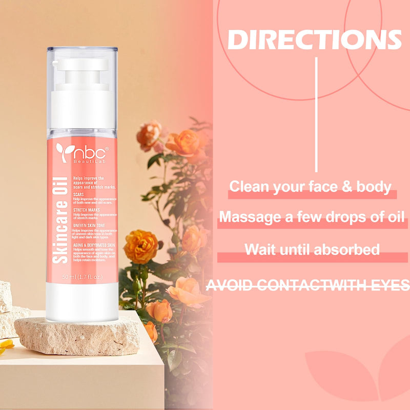 nbc BeautiLab -Oil Skincare Body Oil, Suitable for Scars and Stretch Marks and Improve the Appearance of neven Skin Tones, For All Skin Types，with Vitamin E -1.7oz - BeesActive Australia