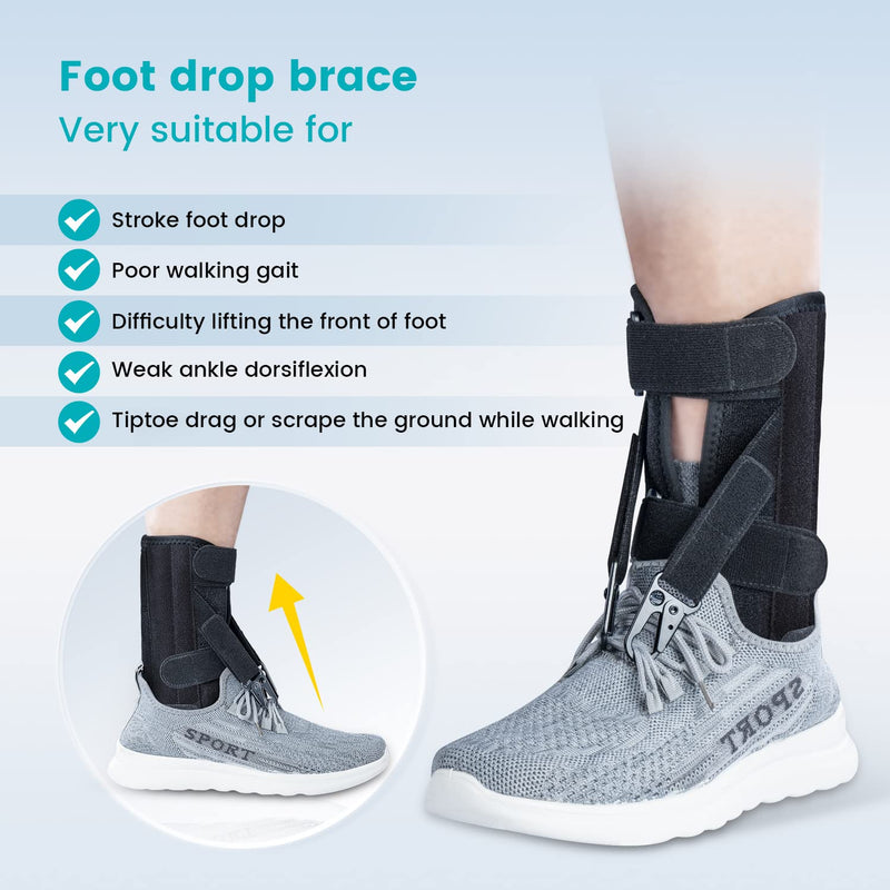 Sylong Afo Foot Drop Brace for Walking with Shoes Left & Right -L/XL L/XL - BeesActive Australia