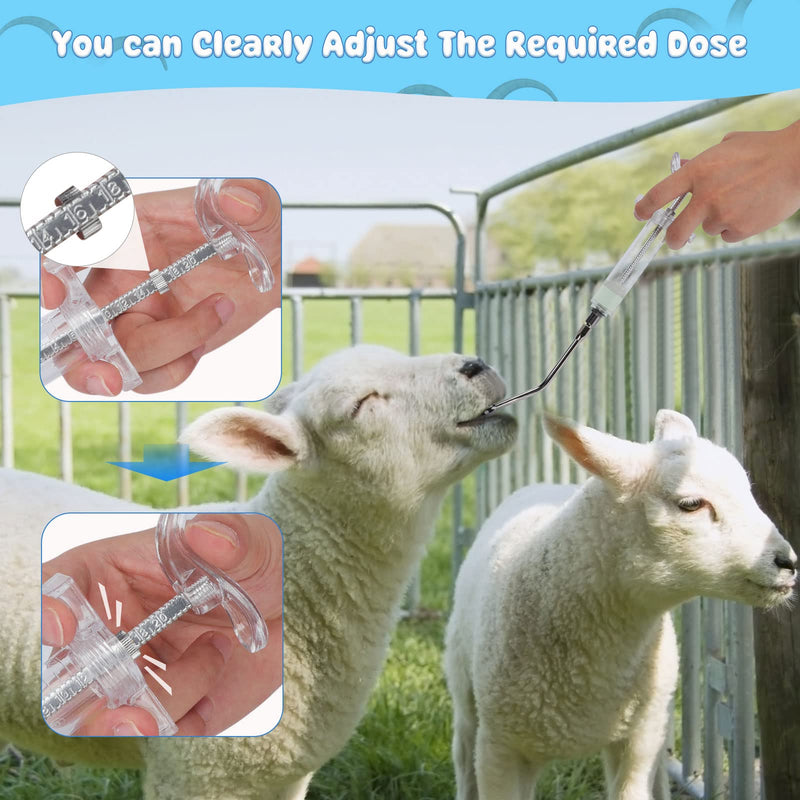 GINDOOR 2 Pieces Reusable Goats Syringe with 2 Drench Nozzle, Adjustable Dosage Detachable Sheep Drench Livestock Syringe for Sheep Baby Goat Supplies - 20ML - BeesActive Australia