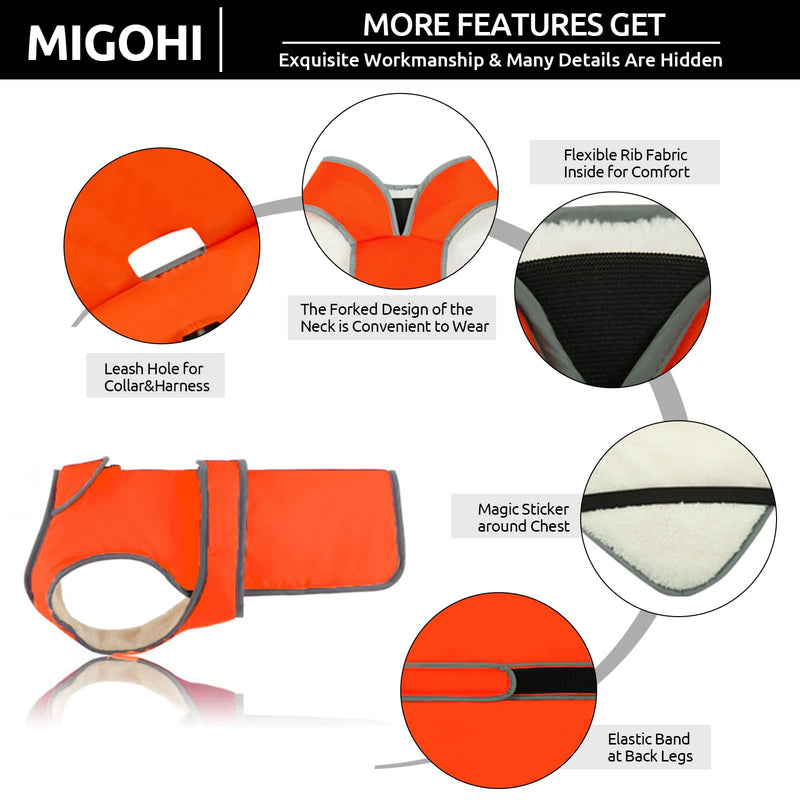 MIGOHI Reflective Waterproof Windproof Dog Coat Cold Weather Warm Dog Jacket Reversible Stormguard Winter Dog Vest for Small Medium Large Dogs X-Large (Pack of 1) Orange - BeesActive Australia