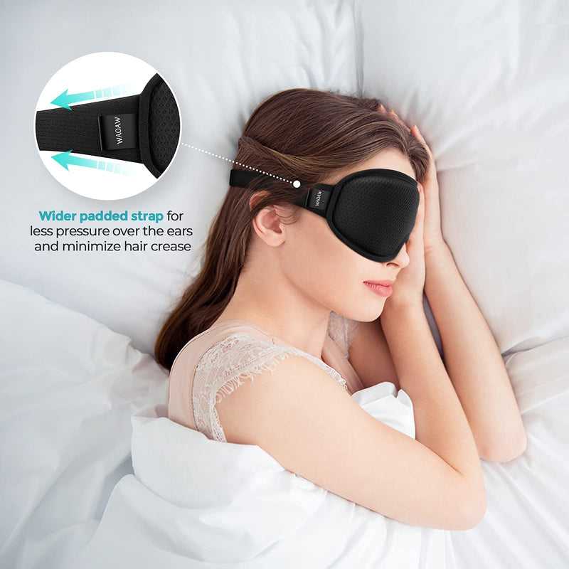 WAOAW Sleep Mask for Women Men, Eye Mask Sleeping of 3D Light Blocking Blindfold(Black) Black - BeesActive Australia