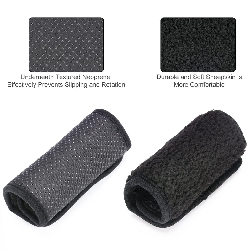 supregear Sheepskin Walker Hand Grips (2 Pack), Hand Pads Accessories for Walker Rollator Crutch Wheelchair Grips, Soft Comfortable Sheepskin Wool Covers, Non-Slip Durable Breathable Walker Accessory Black - BeesActive Australia