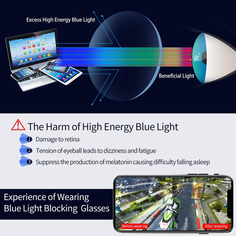 KANASTAL HD Clear Blue Light Blocking Glasses (Reducing Headaches and Sleeps Better) Blue Light Filter Suitable for Computer/Gaming/TV/Mobile Phone - No Prescription, Suitable for Adults/Kids Black Frame Tea Piece - BeesActive Australia