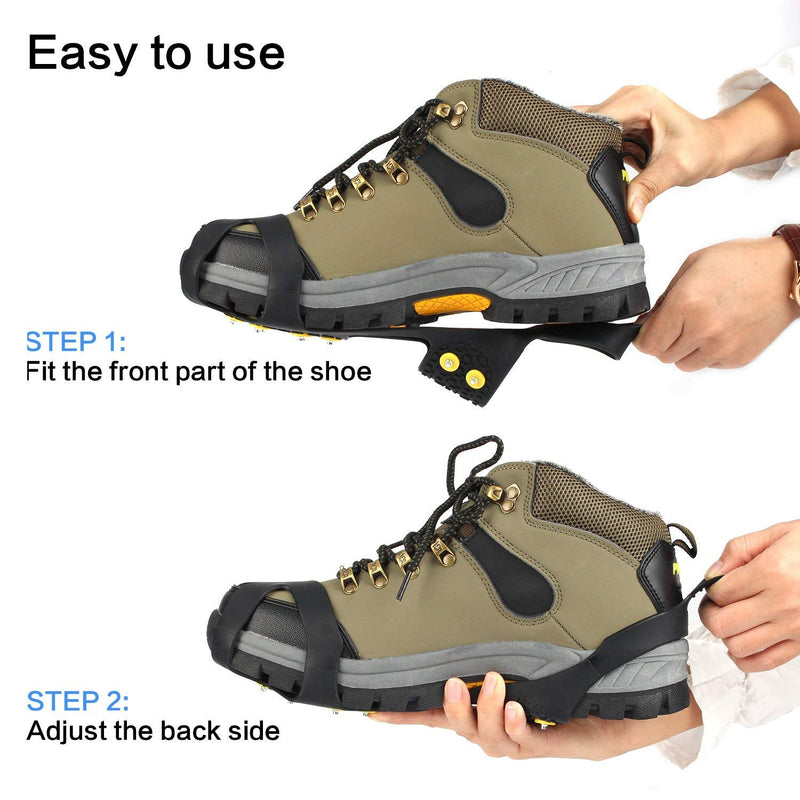 EONPOW Ice Grips, Ice & Snow Grips Cleat Over Shoe/Boot Traction Cleat Rubber Spikes Anti Slip 10 Steel Studs Crampons Slip-on Stretch Footwear - BeesActive Australia