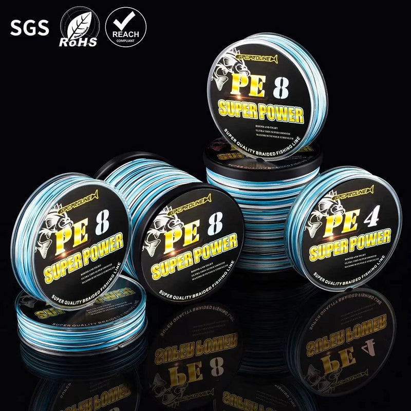 GPCPROLINE Braided Fishing Line PE 4 8 - Abrasion Resistant - Fade Resistant - Cast Longer - Thinner & Smooth - Camo Blue, Camo Green, Green - 10LB/15LB/20LB/30LB/50LB/80LB/100LB for Saltwater Fishing 50LB/1097 Yds(1000M)/8 Strands - BeesActive Australia