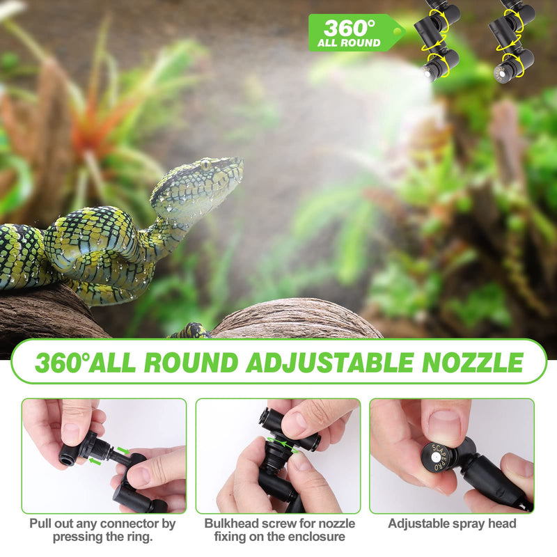 Reptile Humidifier, Reptile Fogger Misting System, Automatic Mister Smart Timer with Adjustable 360° Spray Nozzles,Touch Screen| Humidity Controller for Reptile Terrariums,Amphibian Rainforest Tank - BeesActive Australia