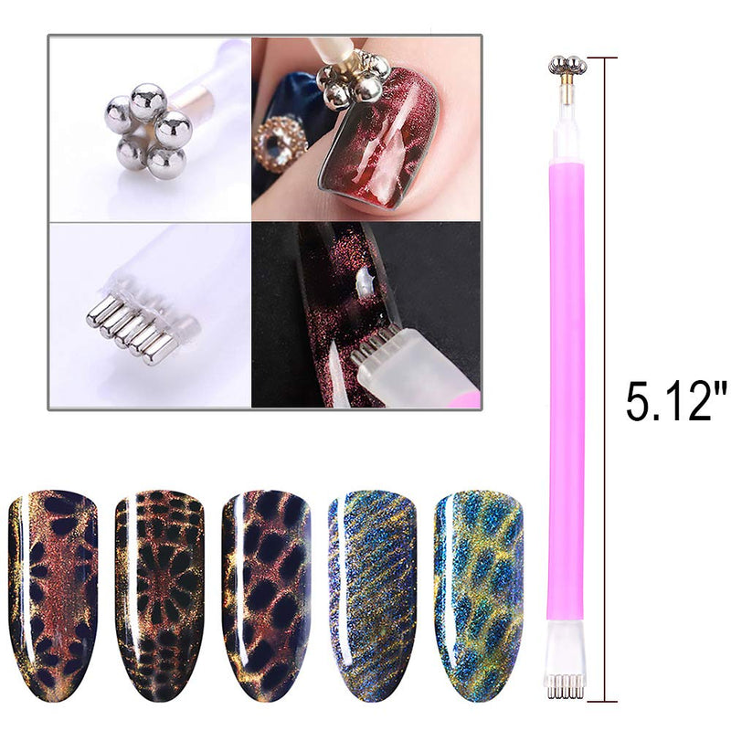 SILPECWEE 2Pcs Acrylic 3D Cat Eye Nail Art Magnetic Wand Double-Head Magnet Pen UV Gel Nail Polish DIY Tools Manicure Accessories - BeesActive Australia