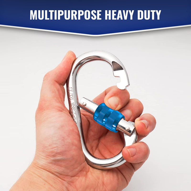 25kn Climbing Carabiner Clip - Heavy Duty O-Shape Steel Locking Caribeaner - UIAA/CE Certified Rock Climbing Gear - Strong Large Locking Oval Caribeener for Mountain Climbing 1pc - BeesActive Australia