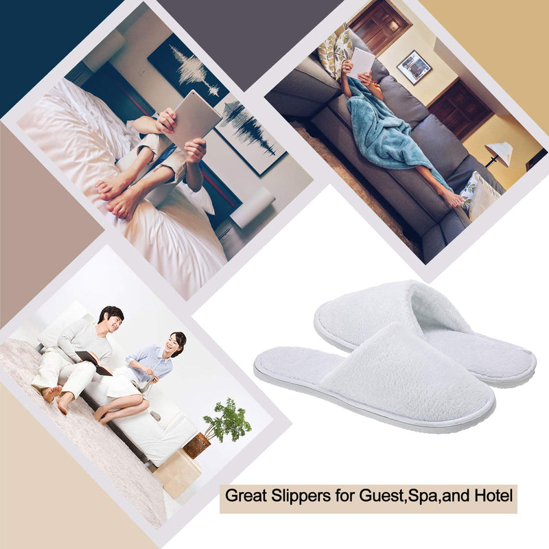 echoapple 5 Pairs of Deluxe Closed Toe White Slippers for Spa, Party Guest, Hotel and Travel (Medium, White-5 Pairs) 4-7 Women/5-7 Men - BeesActive Australia
