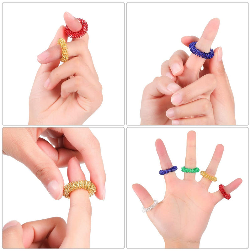 15 Pieces Spiky Sensory Finger Rings, Spiky Finger Ring/Acupressure Ring Set for Teens, Adults, Silent Stress Reducer and Massager (15 Pieces) - BeesActive Australia