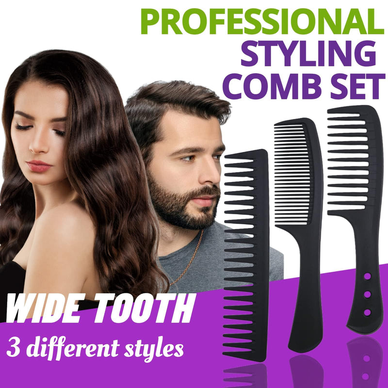 6PCS Large Wide Tooth Comb Set Detangling Shower Hair Comb Professional Carbon Fiber Cutting Comb for Women and Men's Wet Dry Curly Long Hair Anti Static Heat Resistant Comb Reduce Hair Loss and Breakage - BeesActive Australia