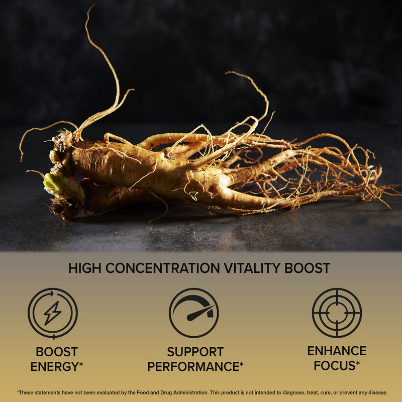 ORZAX Panax Ginseng , Korean Red Ginseng Capsules 30% Ginsenosides, Premium 120 Vegetable Capsules Panax Ginseng 1000 mg , for Energy Boosting , Support Focusing and Performance , Gluten-Free - BeesActive Australia