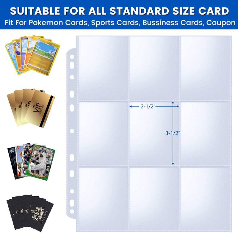36 Pack 9 Pockets Trading Card Sleeve, Fabmaker Baseball Card Sleeves Pages for 3 Ring Binder, 11 Holes Card Sleeves Binder Sheets for MTG, Sport Cards, Game Cards, Business Cards, Coupon 36 - BeesActive Australia