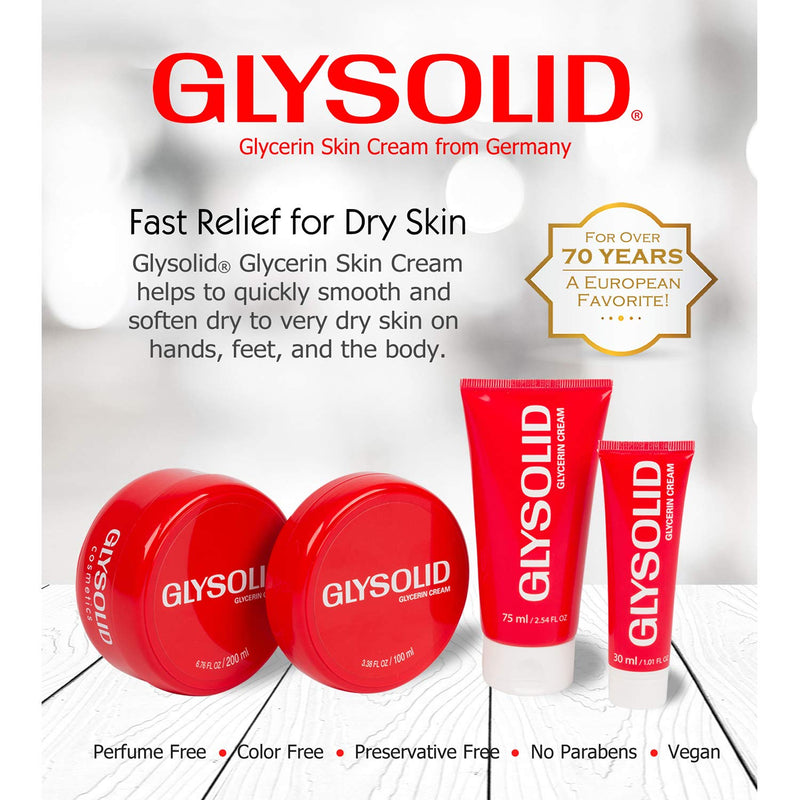 Glysolid Glycerin Skin Cream - Thick, Smooth, and Silky - Trusted Formula for Hands, Feet and Body 1 fl oz (30ml Tube) 1 Fl Oz (Pack of 1) - BeesActive Australia