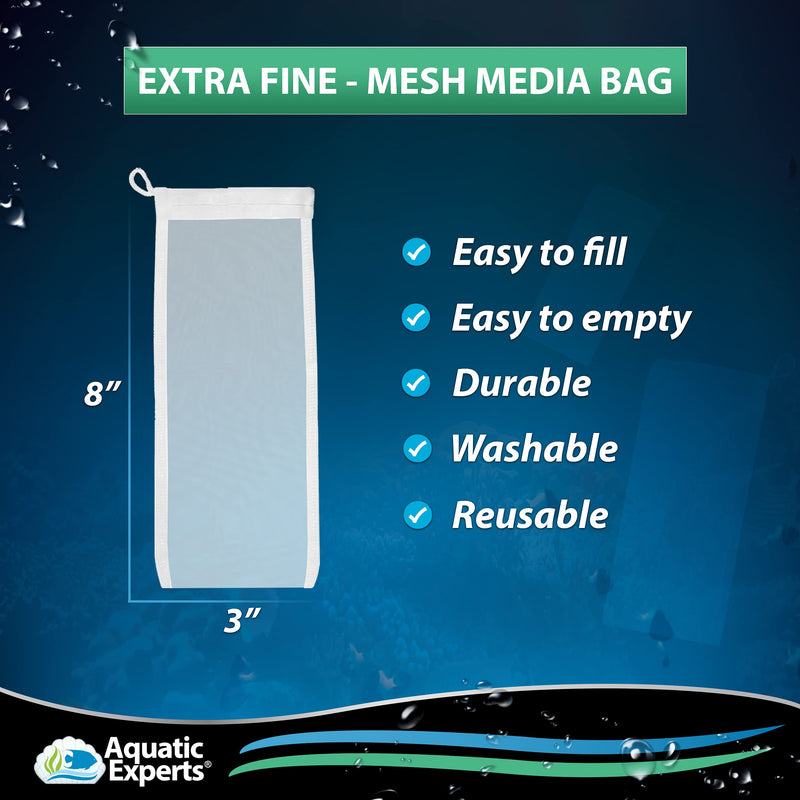 Fine Mesh Filter Media Drawstring Bags - Pouches are Ideal Aquarium Filtration Extra Fine 3"x 8" - 4 pack - BeesActive Australia