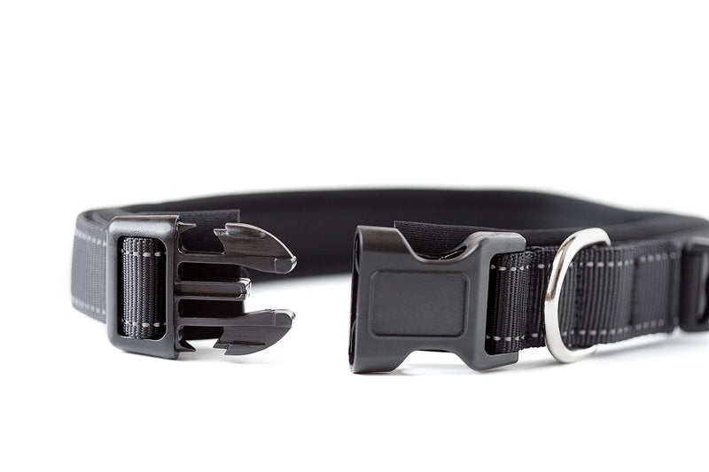 Mighty Paw Neoprene Padded Dog Collar, Reflective Running Dog Collar, Premium Quality Sports Collar, Extra Comfort for Active Dogs Black- Large - BeesActive Australia