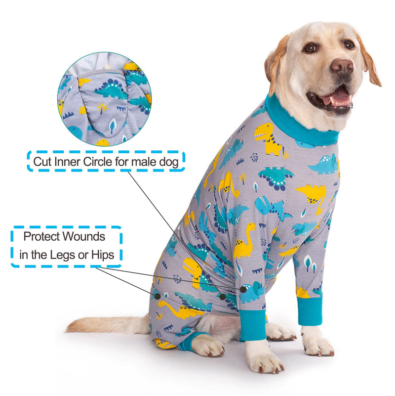 Yeapeeto Dog Recovery Suit After Surgery Soft Long Sleeve Dog Neuter Shirt Cone Alternatives, Prevent Licking Dog Surgical Onesies for Large Medium Dog Shedding Suit 5X-Large Dinosaur - BeesActive Australia