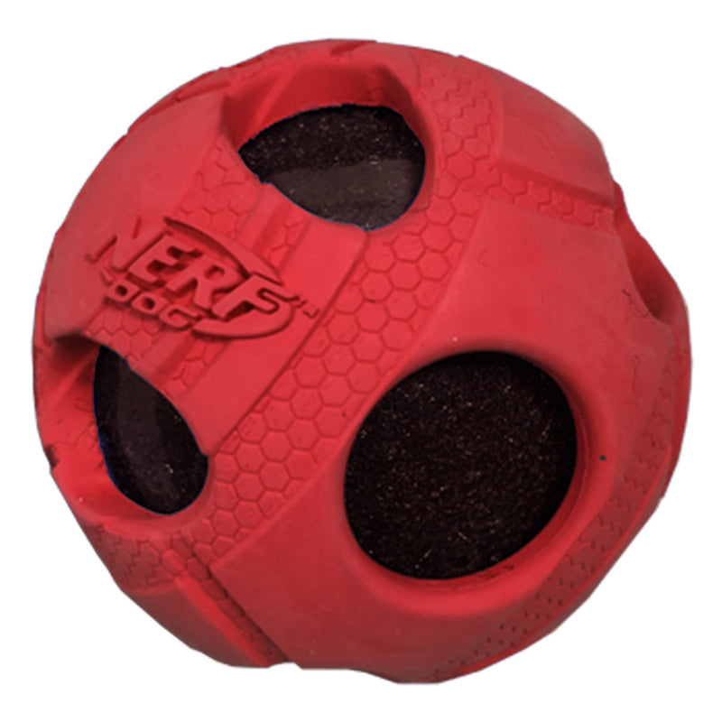Nerf Dog Bash Rubber Wrapped Tennis Ball Dog Toy, Lightweight, Durable and Water Resistant, 2 Inches, for Small/Medium Breeds, Single Unit, Red - BeesActive Australia
