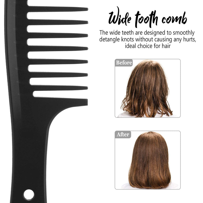 Wide Tooth Detangling Hair Comb Hair Styling Comb Set, Carbon Fiber Styling Cutting Comb Anti Static Heat Resistant Comb for Women Curly Straight Long Hair, Black, 3 pieces Classic - BeesActive Australia