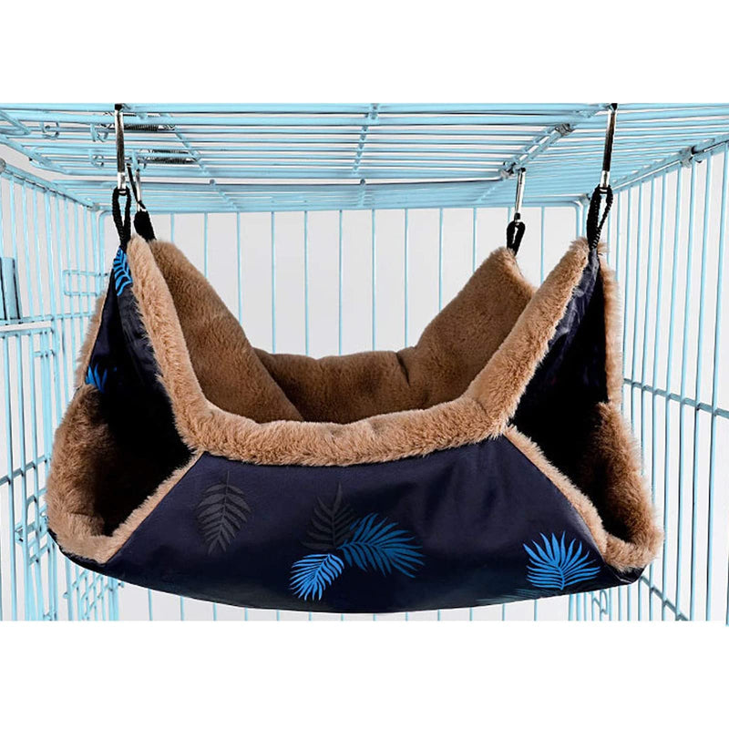 Petmolico Small Pet Hanging BunkBed Warm Hammock Bed Cage Accessories Bedding Hideout Playing Sleeping for Parrot Sugar Glider Ferret Squirrel Hamster Rat Navy Blue - BeesActive Australia