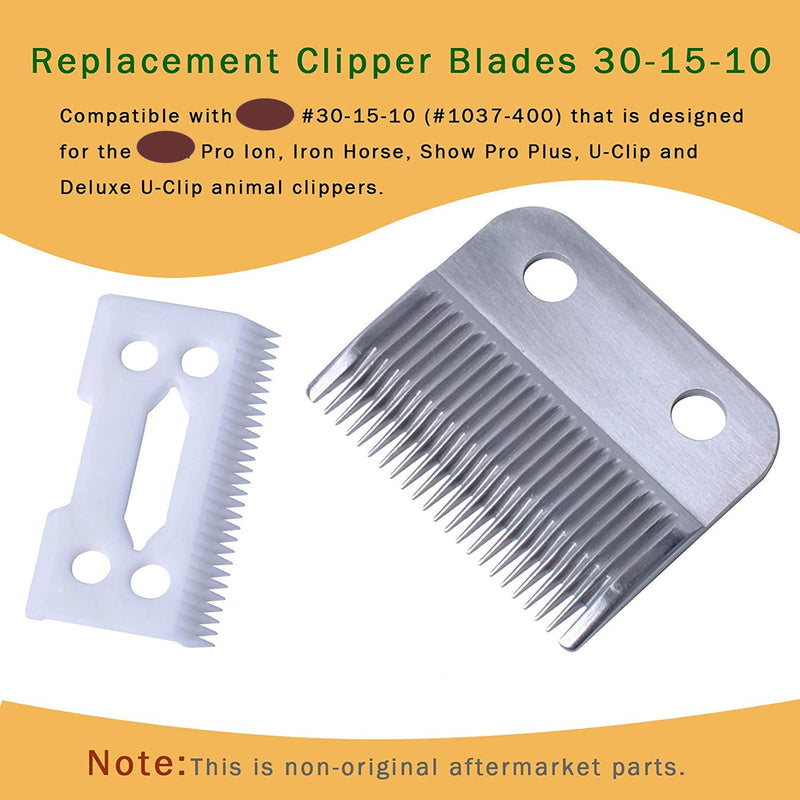 Replacement Clipper Blade Compatible with W-AHL #30-15-10 Pro Ion, Iron Horse, Show Pro Plus, U-Clip, and Deluxe U-Clip，Professional Pet Animal Dog Standard Adjustable Blade Set - BeesActive Australia