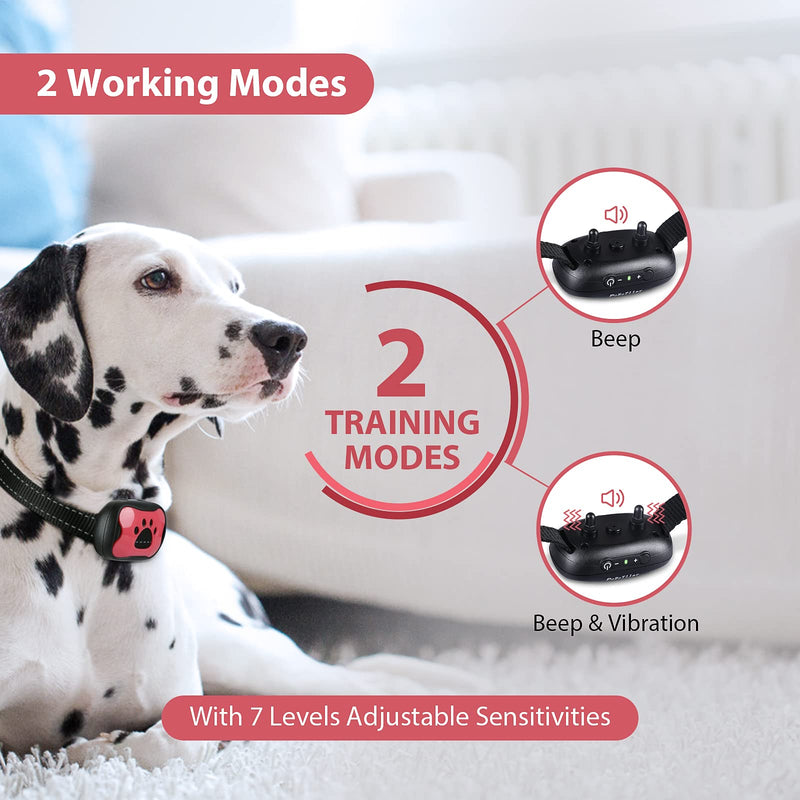PcEoTllar Dog Bark Collar, Rechargeable Bark Collar for Large Dogs No Shock Bark Collar with Beep Vibration, Humane Bark Collars for Small Medium Large Dogs, Anti-Barking Control Device Red - BeesActive Australia