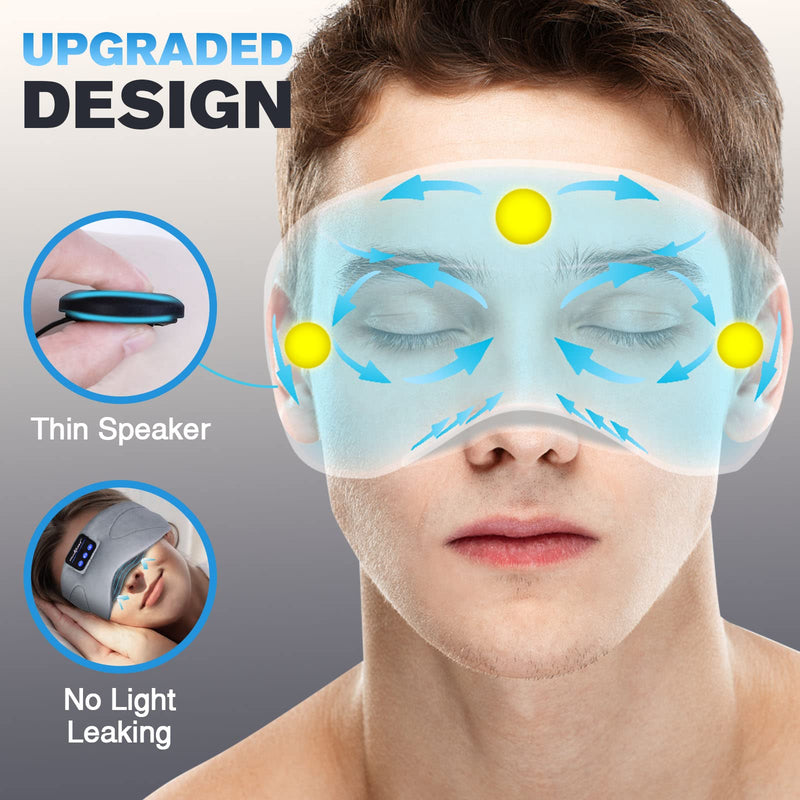 Sleep Headphones Bluetooth Eye Mask,Wireless Music Sleep Mask Ultra-Soft Sleeping Headphone Comfy & Washable Perfect for Side Sleepers/Office/Travel,Birthday for Men Women Grey - BeesActive Australia