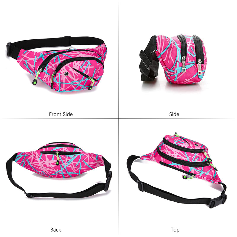 Fanny Pack for Men Women - Long Keeper Multifunction Waist Bag Water Resistant Chest Bag Adjustable Belt Walking Running (Pink) Pink - BeesActive Australia
