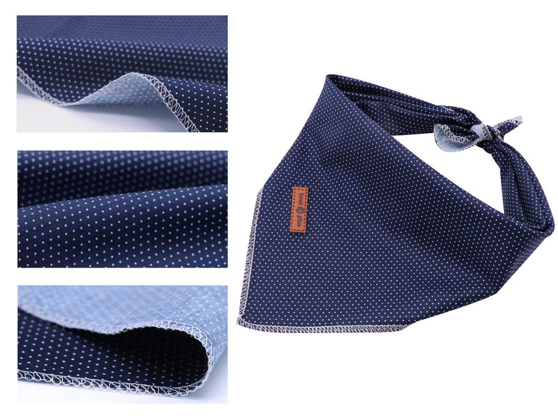 Lionet Paws Dog Bandana for Small Medium Large Dogs, Cat Dog Kerchief Dog Triangle Bibs Scarf for Girl or Boy Large (Pack of 1) Blue Dot - BeesActive Australia
