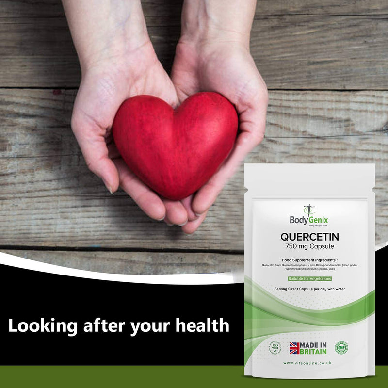 Bodygenix Quercetin 750mg Veg Capsule Bodygenix UK Manufactured Energy Booster Supplement (30) 1 Month Supply 30 - BeesActive Australia