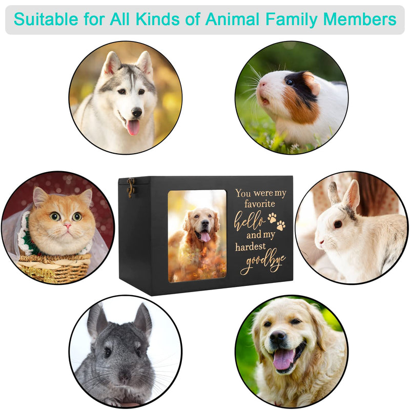 Pet Memorial Urns for Dog or Cat Ashes, XLarge Wooden Funeral Cremation Urns with Photo Frame, Memorial Keepsake Memory Box with Black Flannel as Lining, Loss Pet Memorial Remembrance Gift - BeesActive Australia