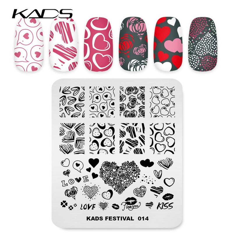 KADS Nail Art Image Stamping Plates Valentine's Day Love Heart DIY Manicure Template Image Plate for Nail (FE014) FE014 - BeesActive Australia
