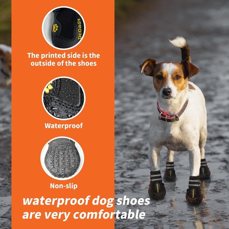 Dog Shoes for Large Dogs, Dog Boots & Paw Protectors for Hot Pavement Winter Snow, Anti-Slip Booties for Hiking Walking, Waterproof Breathable and Reflective Dog Booties for Large Size Dogs 4PCS Black Size 6 (Width 2.37-2.67 inch)Black - BeesActive Australia