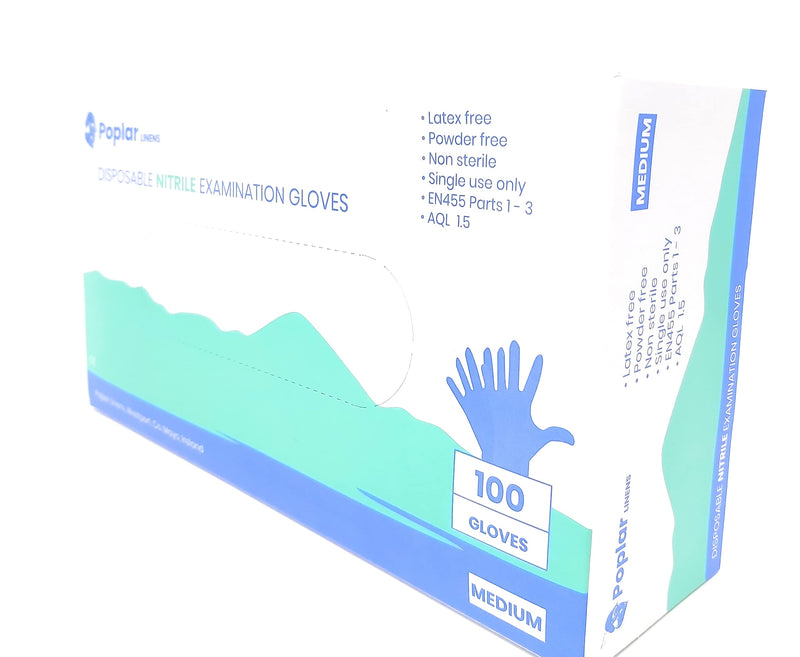 Poplar Linens disposable nitrile examination gloves blue size S-XL pack of 100 (Small) Small - BeesActive Australia