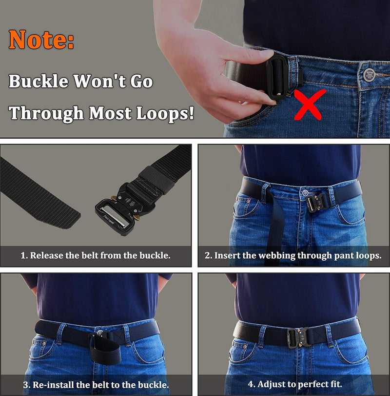 FAIRWIN Tactical Belt, Military Style Webbing Riggers Web Belt Heavy-Duty Quick-Release Metal Buckle Belt for Men Tan L 42"-46" - BeesActive Australia