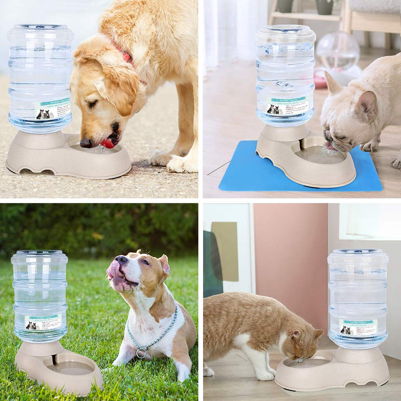 Automatic Cat Water Dispenser with Pet Food Mat for Small Medium Dog Pets Puppy Kitten Big Capacity 1.5 Gallon grey - BeesActive Australia
