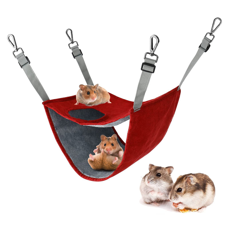 Petmolico Ferret Bunkbed Hammock, Hamster Swing Snuggle Bed Cage Accessories for Rat Guinea Pig Sugar Glider Squirrel Chinchilla Red - BeesActive Australia