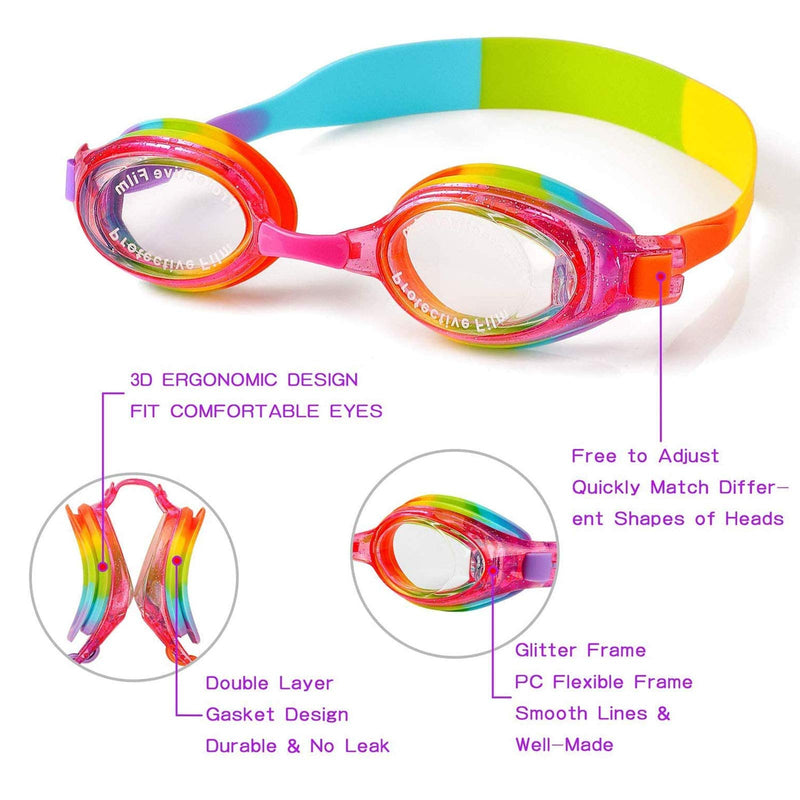 ProChosen Kids Swim Goggles, Waterproof Anti Fog UVA/UVB Protection No Leaking Clear Wide Vision Soft Silicone Gasket Swimming Glasses with Case, Nose Clip, Earplugs for Boys Girls Youth Kids - BeesActive Australia