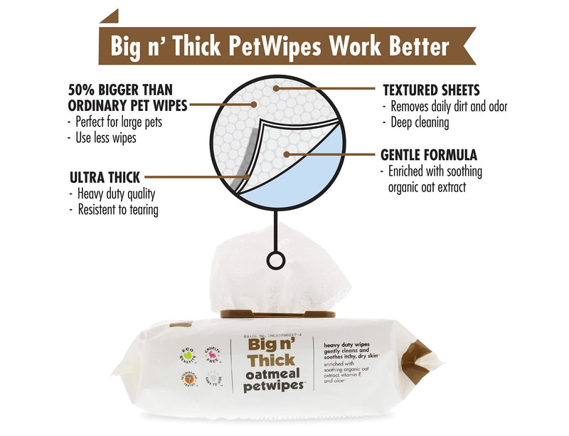 Petkin Oatmeal Pet Wipes for Dogs and Cats (Large Size Wipes, Big n' Thick) – Soothes Itchy, Dry Skin and Cleans Your Pet's Ears, Eyes, Face, Butt, and Body – Various Multipacks Available 200 Wipes - BeesActive Australia