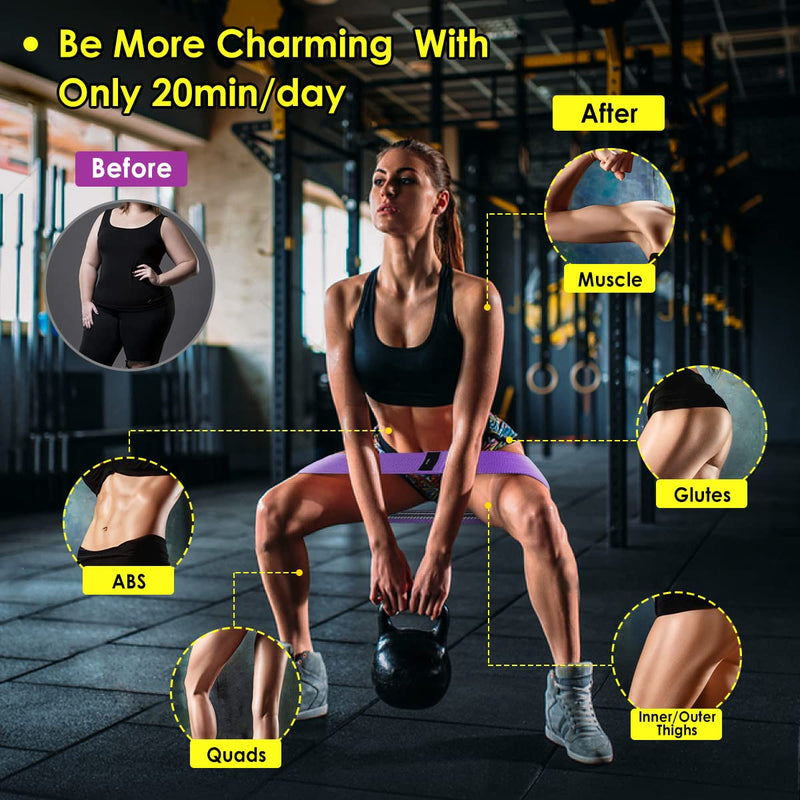 Fabric Resistance Bands, Exercise Band [Set of 3] Workout Fitness Bands for Hips & Glutes, Non-Slip Booty Bands for Women / Men / Beginners / Athletes Strength Training,Yoga,Pilate,Fitness Light purple, Purple, Dark purple - BeesActive Australia