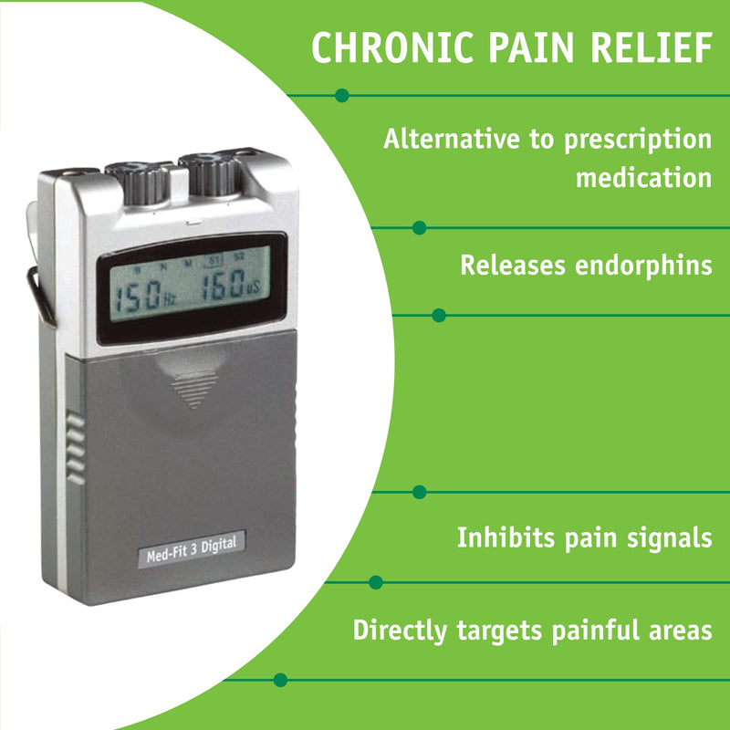 Med-Fit 3 Digital Dual Channel TENS Machine for Fast & Effective Pain Relief and Pain Management - Fully certified Tens CE2460 - BeesActive Australia